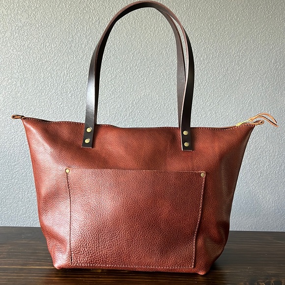 Portland Leather Handbags - New Portland Leather Goods Large Zip Tote in Nutmeg